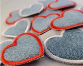 Heart Patches Perfect for Blue Jeans Jackets Shirts and Backpacks Recycled denim