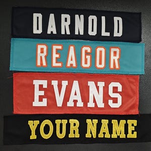 Custom Embroidered Name Patch – Sew-On Jersey Name Tag – Personalized Nameplate for Football Jerseys, Uniforms, Backpacks.