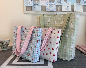 Custom Market Tote Bag: Mix & Match Fabrics, Pockets, Magnetic Closure