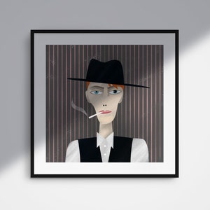 David Bowie as Thin White Duke, illustrated portrait, museum quality giclee art print image 4