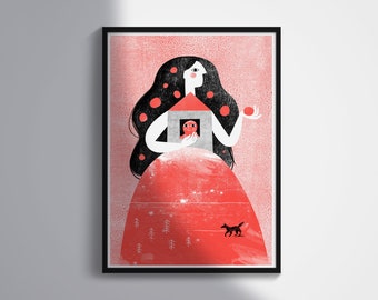 I Am A Home, Motherhood Art Print, Limited Edition Risograph Print