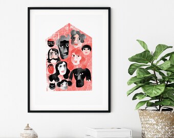 Home is Family, Home Art Print, Limited Edition Risograph print