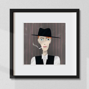 David Bowie as Thin White Duke, illustrated portrait, museum quality giclee art print