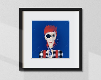 David Bowie Portrait, David Bowie Rebel Rebel Wall Art, Diamond Dogs Print, Giclee print, Gift to a Music Lover