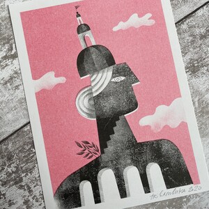 Risograph print, I Am A Home Woman as a Fortress eco friendly art print, designed and printed in UK image 2