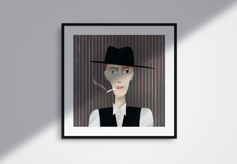 David Bowie as Thin White Duke, illustrated portrait, museum quality giclee art print image 4