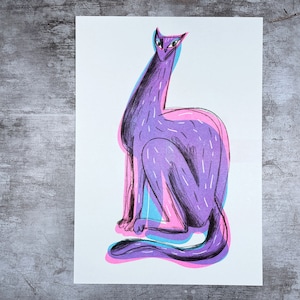Cat Print / Risograph / A4