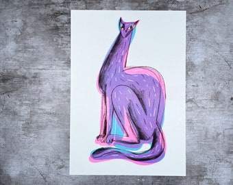 Cat Print / Risograph / A4