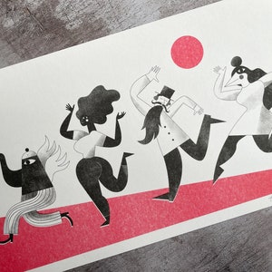 Risograph print / Quirky dance art print / eco-friendly art