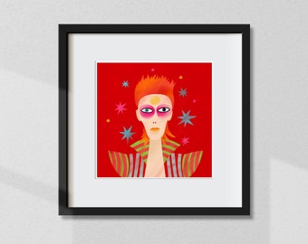 David Bowie as Ziggy Stardust, Museum quality LP size giclee print (12x12', 30x30 cm)