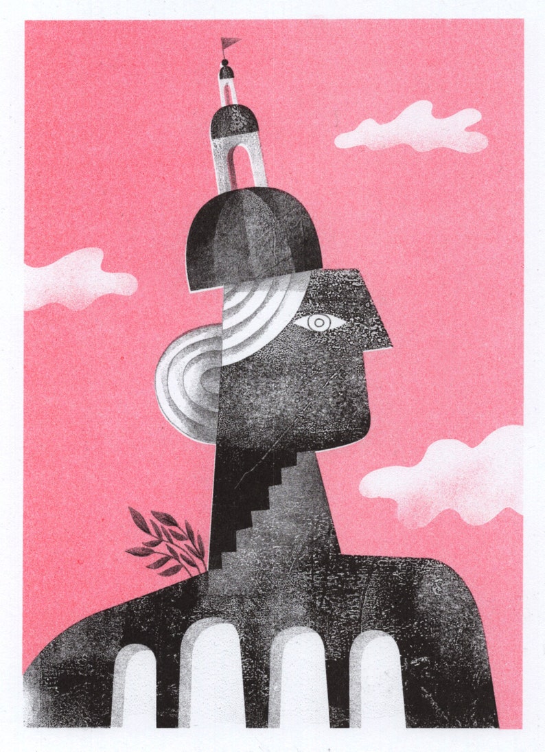 Risograph print, I Am A Home Woman as a Fortress eco friendly art print, designed and printed in UK image 7
