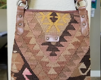 Vintage Handbag Top Handle,Vintage Carpet Bag,Vintage Shoulder Bag,Vintage Handbag,Vintage Leather Bag,Vintage Kilim Bag,Top handle bag