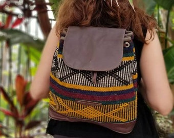 Vintage Backpack,Vintage Leather Bag,Kilim Bag,Boho Backpack,Hippie Backpack,Vintage Rucksack,Vintage Bucket Bag,Backpack Purse,Hobo Bag