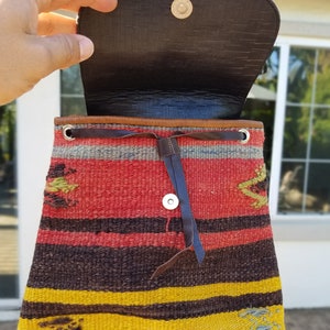 Vintage Backpack,Vintage Leather Bag,Kilim Bag,Boho Backpack,Hippie Backpack,Vintage Rucksack,Vintage Bucket Bag,Backpack Purse,Hobo Bag image 8