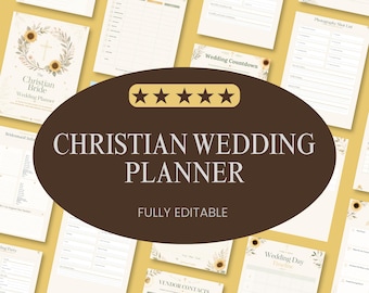 クリスチャン向け結婚式プランナー（印刷可能）｜信仰に基づく花嫁プランナー｜結婚式プランニングバインダー｜クリスチャン花嫁へのギフト｜結婚式オーガナイザー