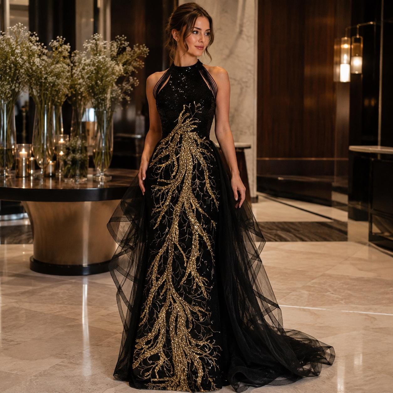 black masquerade prom dresses Long Gowns made with beautiful lace upload-20240325 Custom Birthday Photo Backdrop Color:Tailored Navy