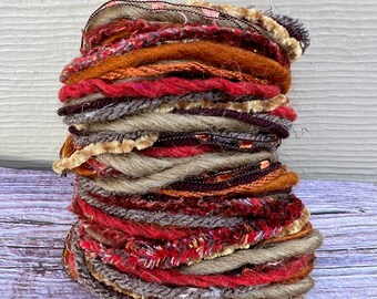 Bonfire Art Yarn Bundle | Sustainable Weaving Mixed Fibres, 20 yards
