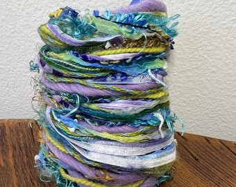 Paquete de hilo artístico sostenible Chameleon y fibras mixtas para manualidades / Muestrario de tejido en mini telar, suministro de fibras, manualidades infantiles, adornos