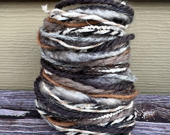 Aspen sustainable art yarn bundle & upcycled weaving fibre pack | Fibre art supply, eco craft journal, tassels, mixed media, trim, pom poms
