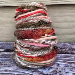 Cactus Flower sustainable art yarn bundle & upcycled weaving fibre pack | Fibre art supply, eco craft, tassels, mixed media, trim, pom poms