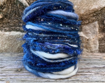 Ocean sustainable art yarn bundle & upcycled weaving fibre pack | Fibre art supply, eco craft, tassels, mixed media, trim, embellishments