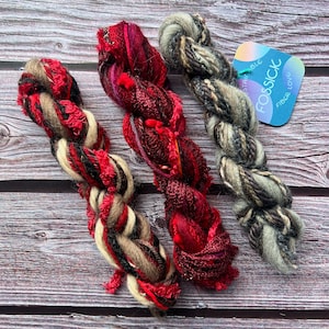 Nachhaltiges Mini-Art Garn-Bündel | Upcycled Mini Loom Webmuster, Basteln, Verzierung, Mischtechnik, trimmen, Karten, Pompom, Filzen