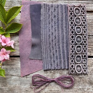 Botanical dyed quilting fabric sampler | Naturally dyed purple textiles | Slow stitch, craft supply, embroidery, patchwork, journals, sewing