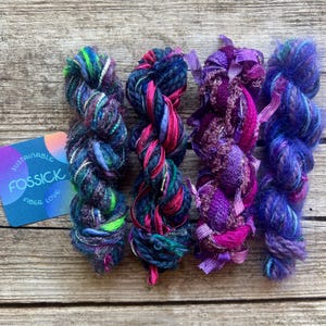 Twist mini sustainable fiber skein | Upcycled weaving art yarn supplies, fiber crafts, mini loom yarn sampler, knit, mixed media, crochet