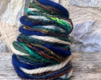 Paquete de hilo de arte sostenible Mountain Lake y paquete de fibra de tejido reciclada / Arte de fibra, fieltrado, artesanía ecológica, borlas, técnica mixta, adornos, pompones