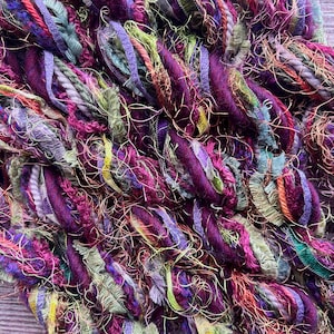 Passionflower upcycled art yarn trim bundle & sustainable weaving fibre pack | Eco craft supplies, journals, tassels, mixed media