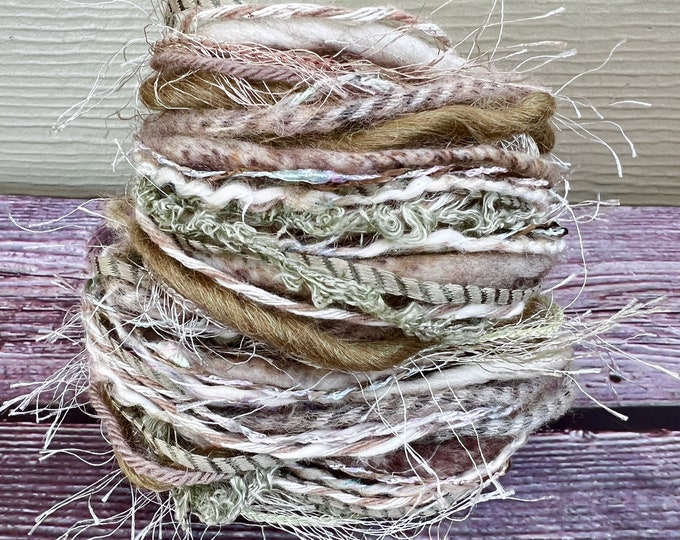 Oyster Sustainable Art Yarn Bundle & Upcycled Weaving Fiber Pack Fiber