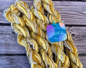Sunflower sustainable art yarn bundle & upcycled weaving fibre pack | Mini loom yarn sampler, fibre art supply, tassel, trim, embellishments