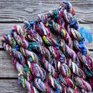 Wildflower sustainable art yarn bundle & upcycled weaving fiber pack | Mini loom sampler, craft journal, tassel, mixed media, trim, pom poms