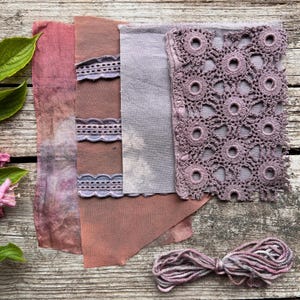 Botanical dyed fabric sampler stocking stuffer | Plant dyed textiles, nuno felting, slow stitch, craft, quilting, journal, sewing, cards
