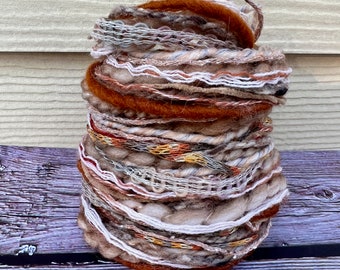 Canyon sustainable art yarn bundle & upcycled weaving fiber pack | Fiber art supply, eco craft, tassels, mixed media, trims, embellishments