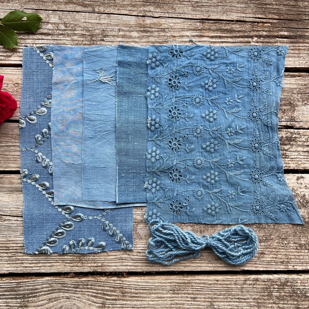 Textured Quilt Sampler Indigo Dyed Slow Stitch Fabric Pack | Blue Textured Quilting Sampler ...