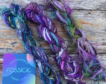 Paquete de mini hilos de arte sostenibles / Muestrario de fibras de tejido de mini telar reciclado, manualidades, adornos, técnicas mixtas, adornos, tarjetas, fieltro Nuno