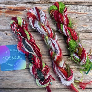 Nachhaltiges Mini-Art Garn-Bündel | Upcycled Webmuster, Webstuhl Basteln, Verzierungen, Mischtechnik, Karten, STrumpf Stuffer