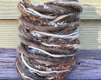 Birch sustainable art yarn bundle & upcycled weaving fiber pack | Fiber art supply, eco craft, tassels, mixed media, trims, embellishments