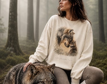Sweatshirt „Für immer mein Rudel“ | Wolfsfamilien-Sweatshirt | Wolf- und Welpenmotiv