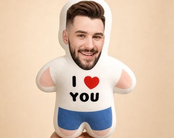 Personalized Face Pillow Photo Head Cushion Gift for Him Double-sided Printing