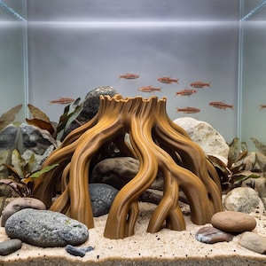 Natural Root Driftwood Cave Aquarium Hiding Spot, Fish Tank Decor, Woodland Stream Vibe