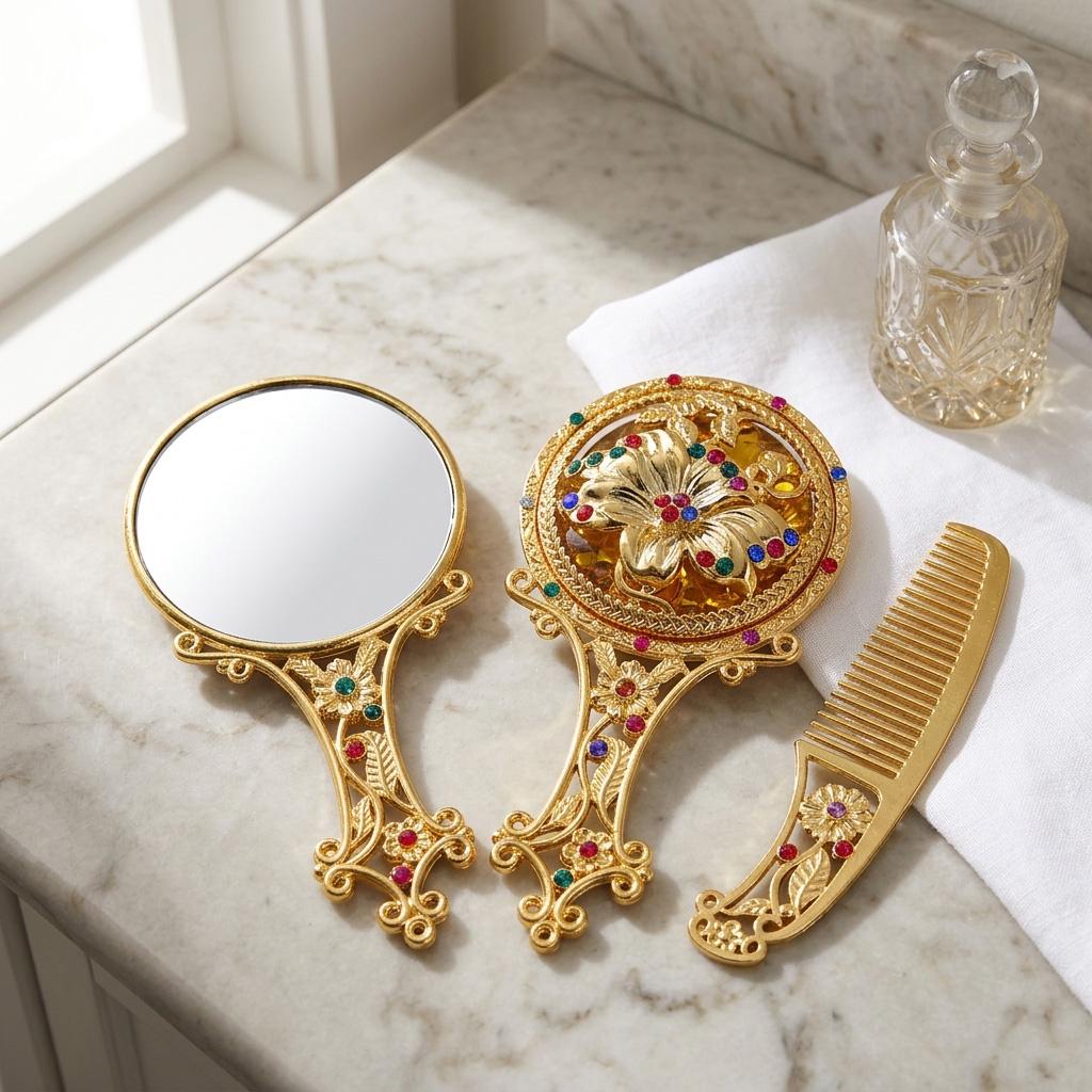 Gold Handheld Mirror - Etsy