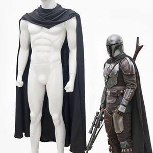 Capa negra de Mandaloriano / Capa de cosplay de Din Djarin / Capa de cazarrecompensas de Star Wars / Capa de Mando resistente, accesorio para disfraz de Halloween