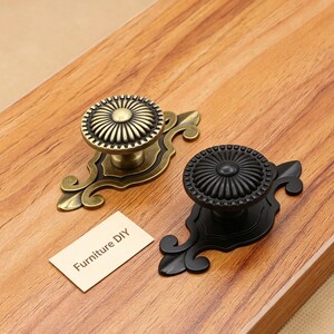 Conjunto de 2 puxadores de gaveta vintage em bronze antigo para armários, ferragens para móveis, cômoda, ferragens de reposição.