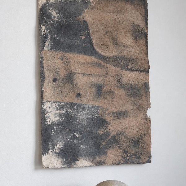 PATINA 3　Kakishibu Washi Art, Reversible Japanese Wall Art, One-of-a-Kind Wabi Sabi Artwork