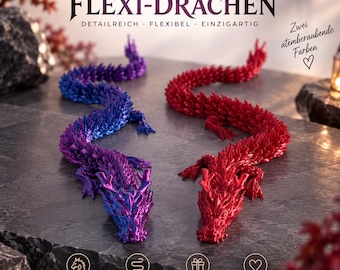 XXL Flexi Dragon 45 cm – Gearticuleerde 3D-draak | Tweekleurig | Beweegbare draak & cadeau