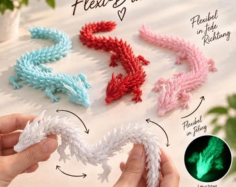 Flexi Dragon 25 cm – Gearticuleerde 3D-draak | Lichtgevend in het donker | Flexi Pet & Cadeau