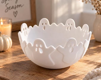 Halloweenkom met spookjes – 3D-geprinte kom met spookjes | Snoep- en herfstdecoraties