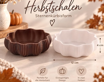 Decoratieve herfstschaal – Pompoen- en sterrenschaal | Moderne herfstdecoratie | 3D-geprint | 12 cm